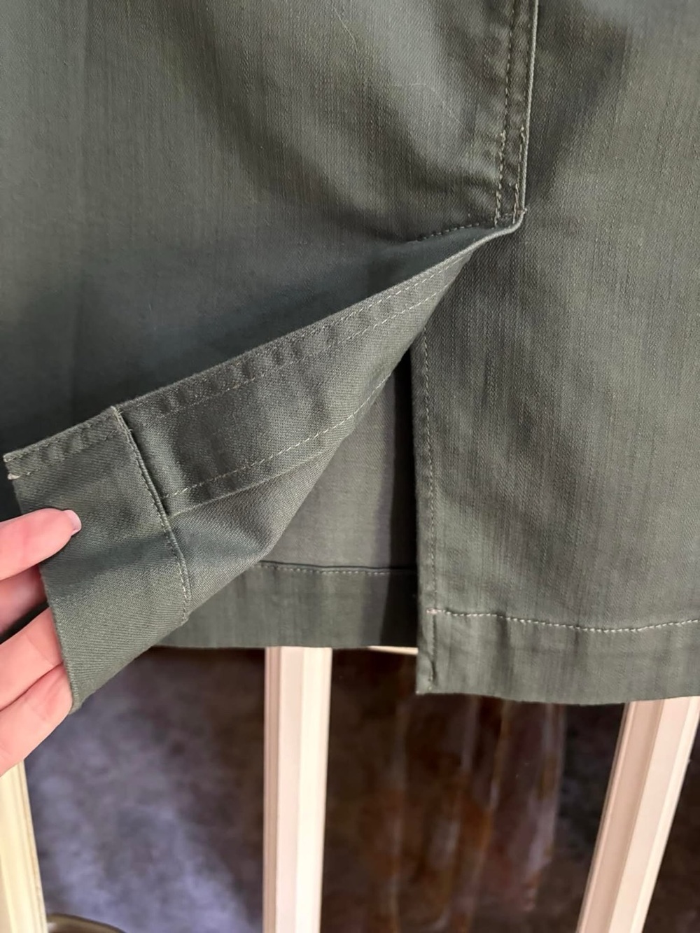 Talbots Olive Green Button-Front Pencil Skirt - Picture 5 of 8